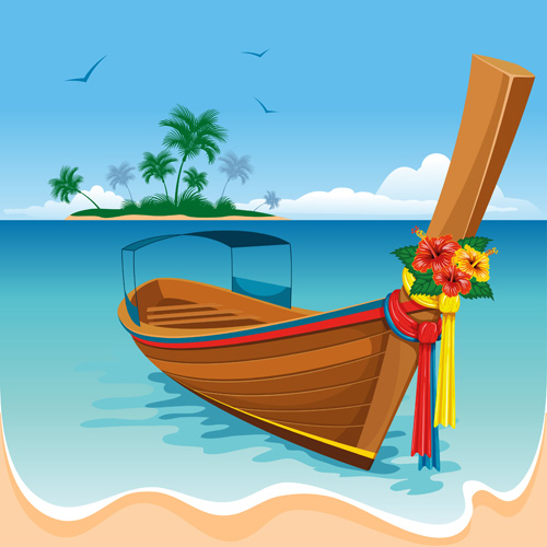 Summer beach scenery vector 02 summer scenery beach   