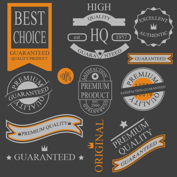 Different guaranty quality labels vector set 02 labels label height guaranty different   