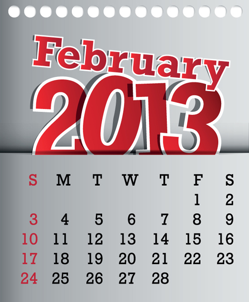 Calendar February 2013 design vector graphic 02 february calendar 2013   