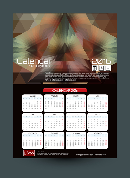 2016 technology calendar template vector 11 template technology calendar 2016   