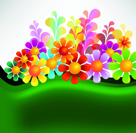 Bright Colorful flowers vector background set 05 flowers flower colorful bright   