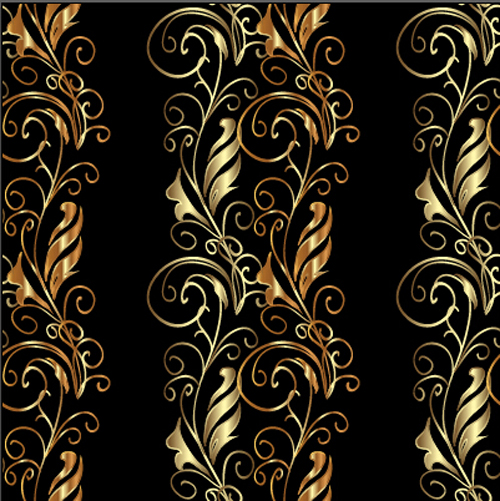 Golden floral borders ornaments seamless vector seamless ornaments golden floral borders   