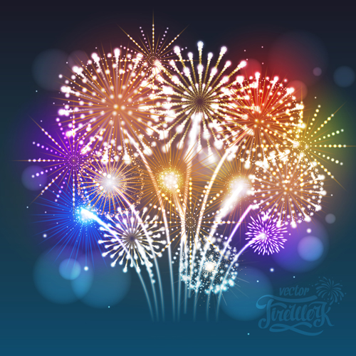 Holiday fireworks shining background vector 05 shining holiday Fireworks background   