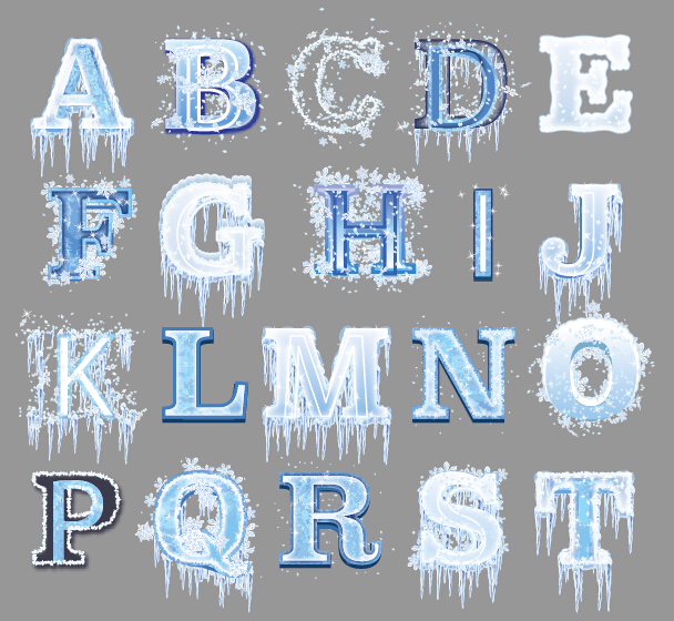 Creative frozen alphabet vector frozen creative alphabet   