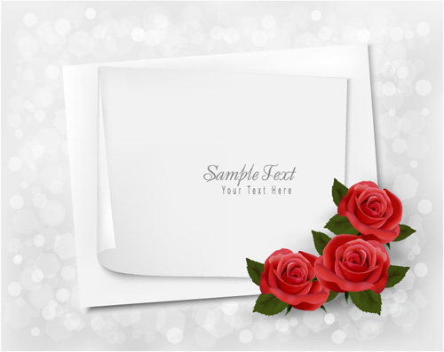 Roses with blank paper vector background 02 rose paper blank   