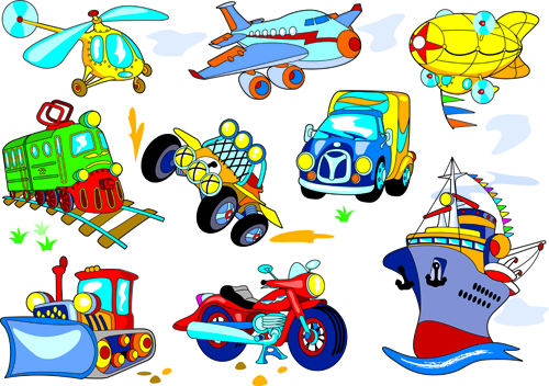 Different Cartoon Transportation tool vector 03 transportation transport tool different cartoon   