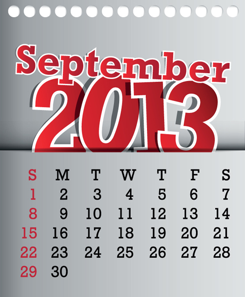 Calendar September 2013 design vector graphic 09 September calendar 2013   