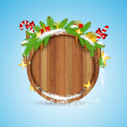 Wood barrel with christmas background design vector 07 wood design christmas barrel background   