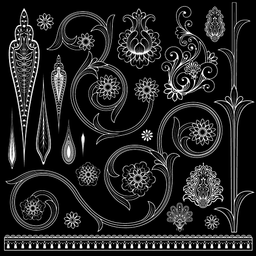 Set of black and white Paisley Pattern vector graphics 05 white pattern vector pattern paisley black   