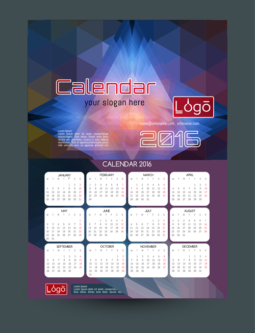 2016 technology calendar template vector 09 template technology calendar 2016   