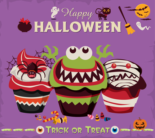 Funny halloween night poster vectors 02   