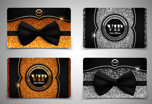 Black VIP card with bow vector vip card black   