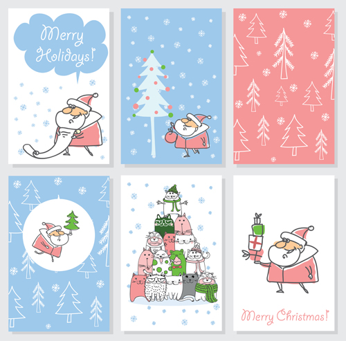 Hand drawn 2016 christmas cards vectors 04 hand drawn christmas cards 2016   