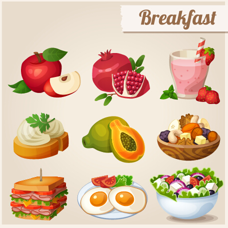 Fruit and breakfast design vector icons icons icon fruit breakfast   