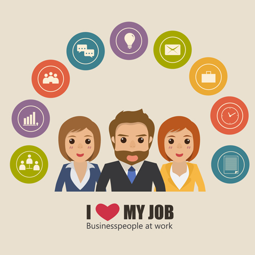Business people working vector templates set 01 working templates business people   