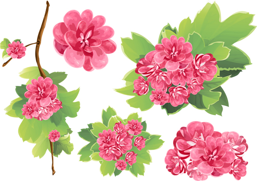 Spring pink flowers vector material spring pink material flowers   