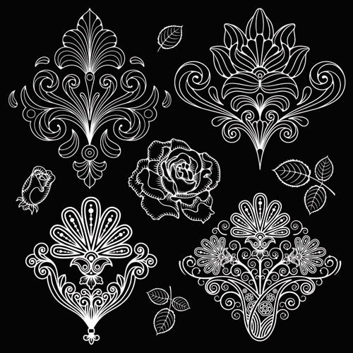 Set of black and white Paisley Pattern vector graphics 02 white pattern vector pattern paisley black   