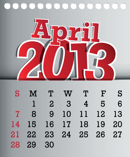 Calendar April 2013 design vector graphic 04 calendar April 2013   