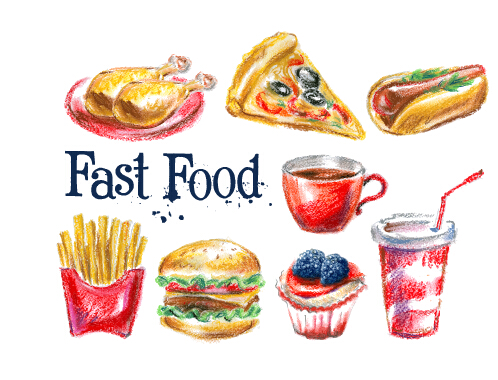 Hand drawn fast food design vectors hand drawn fast food   