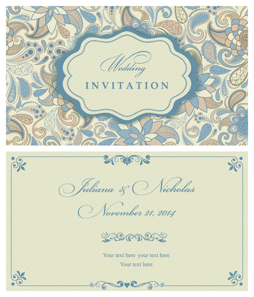 Light color floral wedding invitations vector 02 wedding light color invitation color   