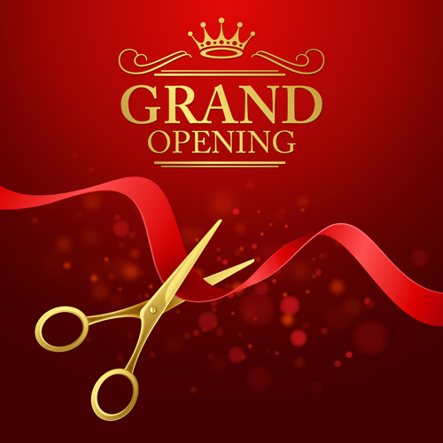 Grand opening with golden scissors background vector 07 scissors opening Grand golden background   