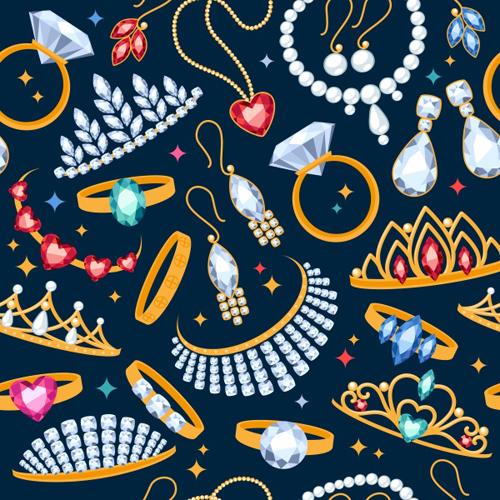 Diamond and Jewelry pattern seamless vector   