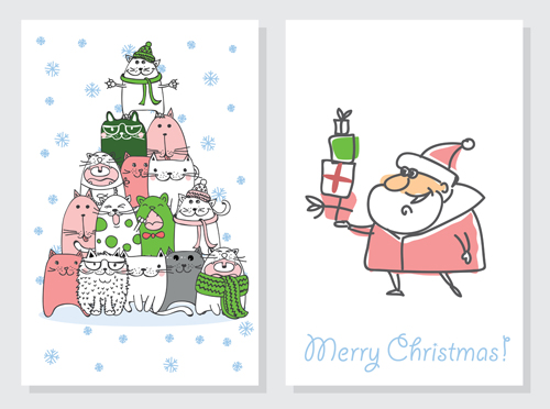 Hand drawn 2016 christmas cards vectors 05 hand drawn christmas cards 2016   