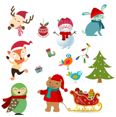 Christmas character design element set vector element christmas character   