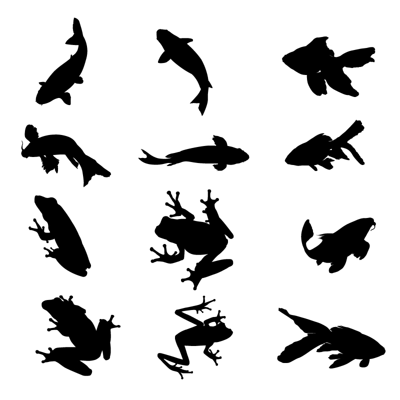 Aquatic organisms vector silhouettes material silhouettes silhouette organisms Aquatic   