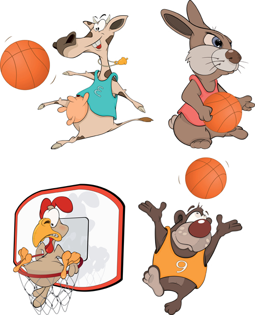 Funny animals with basketball vector 01 funny basketball animals Animal   