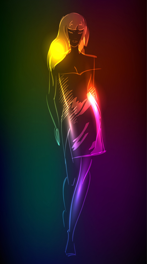 Stylish Neon woman vector art 04 woman stylish neon   