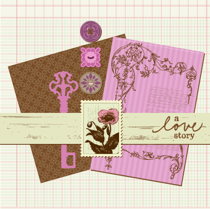 Postcard love with Stamp vector 04 postcard love card   