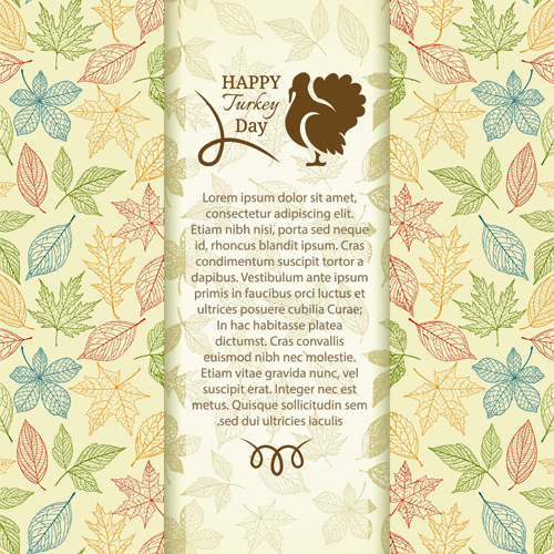 Turkey Day background with leaves vector Turkey Day leaves   