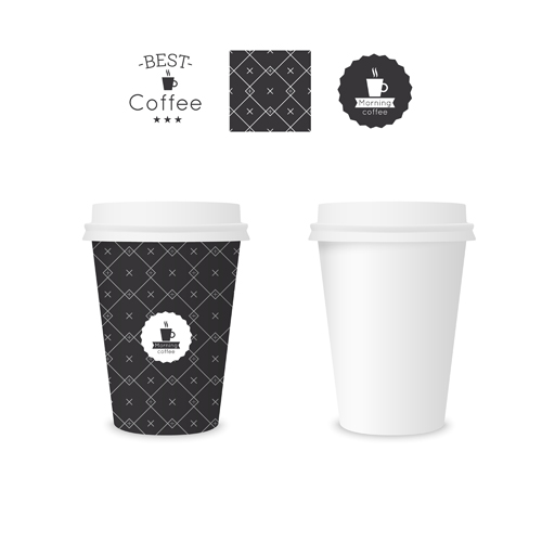 Best coffee paper cup template vector material 05 template paper cup coffee best   