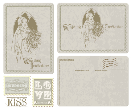 Postcard love with Stamp vector 02 postcard love card   