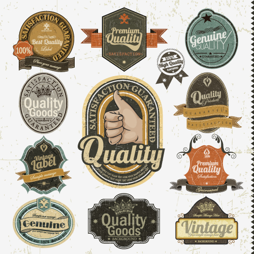 Set of Vintage badges & labels vector 03 vintage Retro font labels label badges   