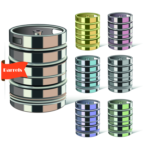 Vector set of colored barrel vector material 03 material colored barrel   