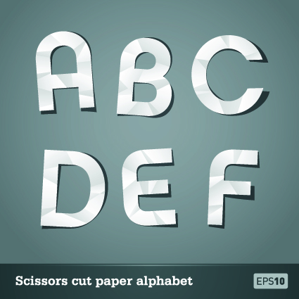Vector Scissors cut paper alphabet art 01 scissors paper alphabet   