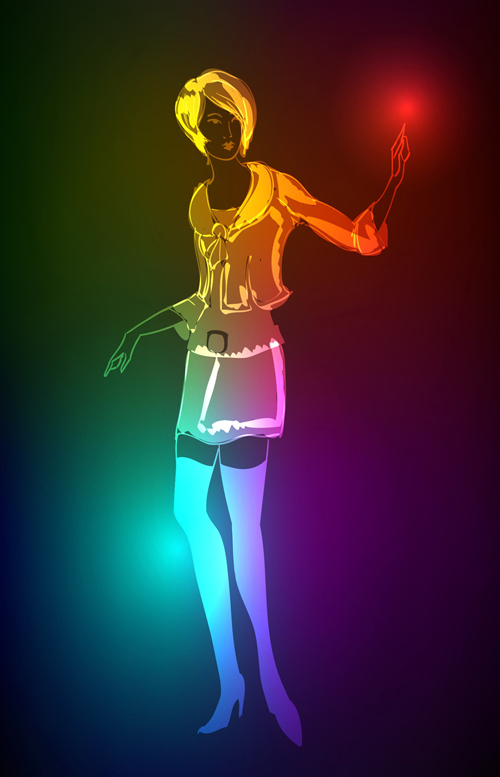 Stylish Neon woman vector art 03 woman stylish neon   