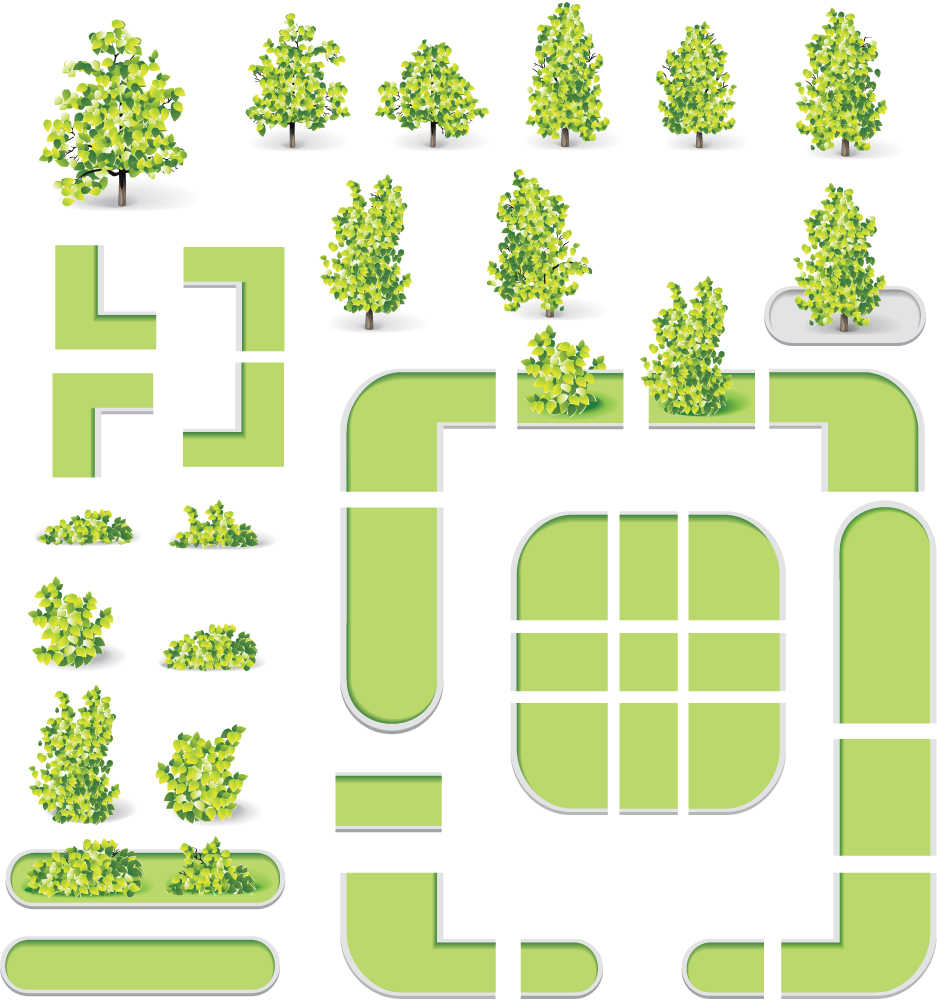 City map and green tree vector tree map green city   