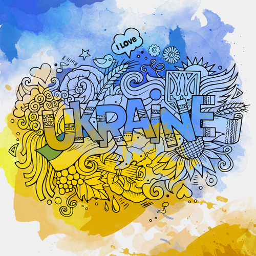 Cartoon ukraine style hand drawn background 03 Ukraine hand drawn cartoon background   