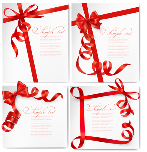 Red ribbons with text cards vector 02 text ribbons ribbon cards card   