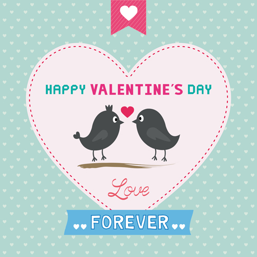 Cute birds with valentines day card vector 02 valentines cute card birds   