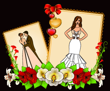 Romantic Postcard wedding vector art 05 wedding romantic postcard card   