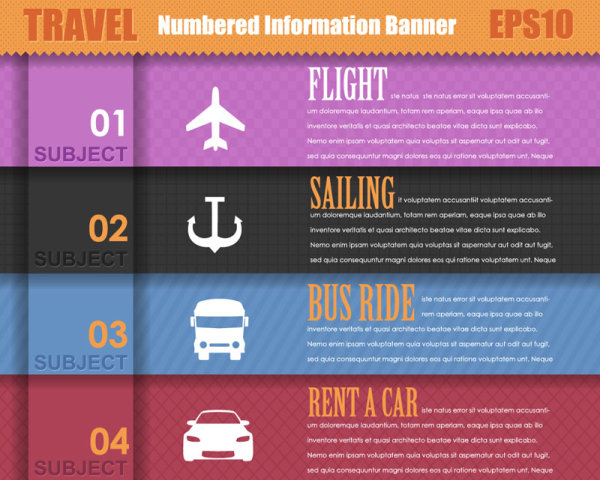 Set of Number of information banner vector graphic 02 number information banner   