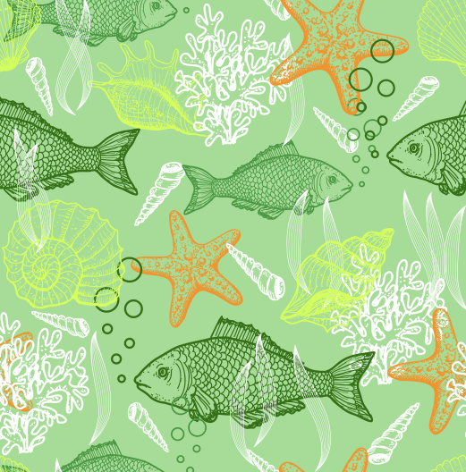 Hand drawn marine organisms vector seamless pattern seamless pattern organisms marine hand drawn   