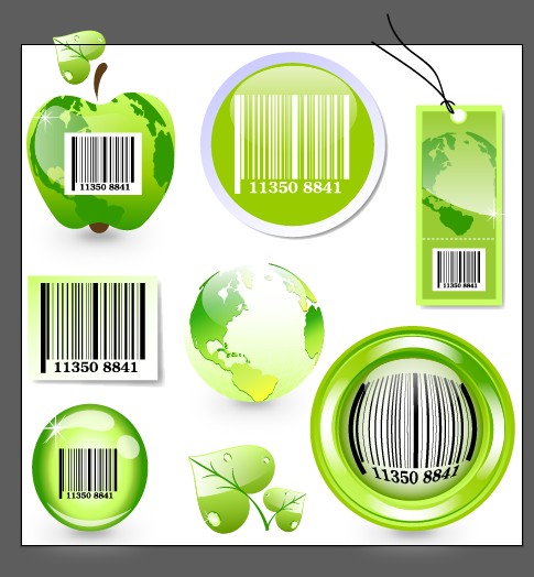 Ecology with barcode label and tags vector label ecology barcode   