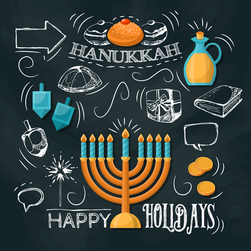 Happy hanukkah background with candle vecotr 05   