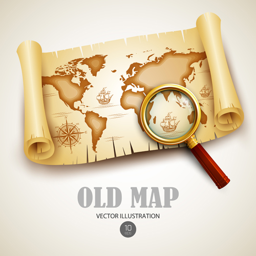 Old treasure map vector design graphics 01 treasure old map vector map   