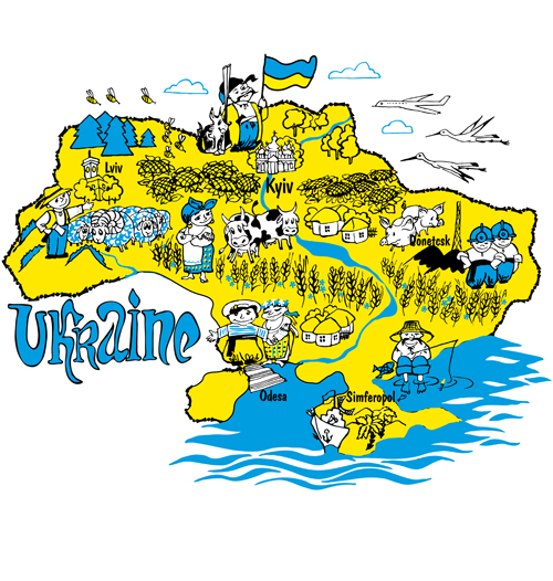 Cartoon ukraine style hand drawn background 01 Ukraine hand drawn cartoon   